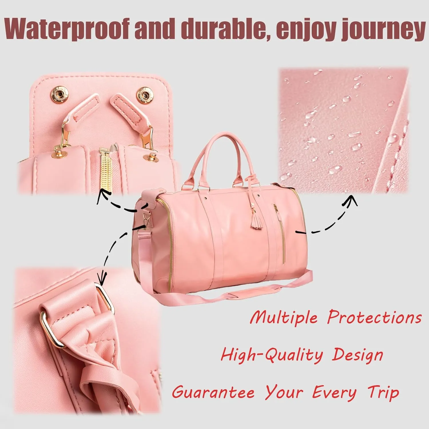 Luxe Bag with Wheels, Convertible Luxe Bag Travel with Removable Wheels, High Capacity Handbag Travel with Shoe Compartment (Light Blue)