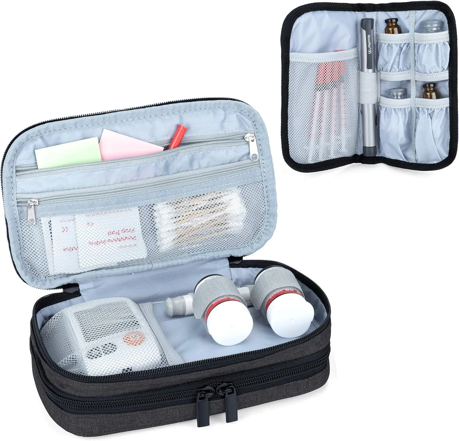 LUXJA Insulin Travel Case, Double Layer Insulin Bag for Insulin Pens, Glucose Meter and other Diabetic Supplies (Bag Only), Black