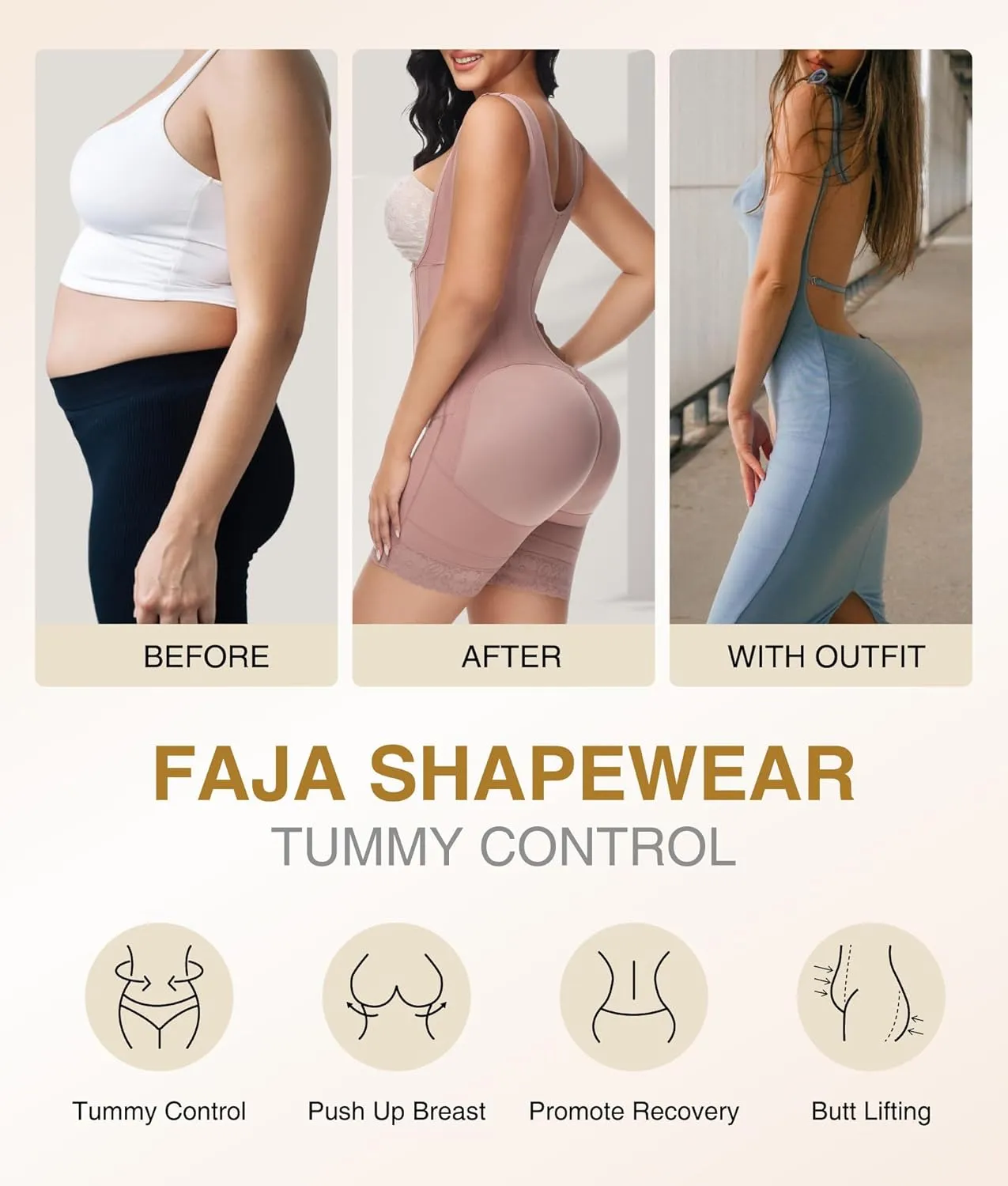 M MYODRESS Fajas Colombianas Moldeadoras Shapewear Tummy Control Body Shaper Girdles Post Surgery Compression Garment