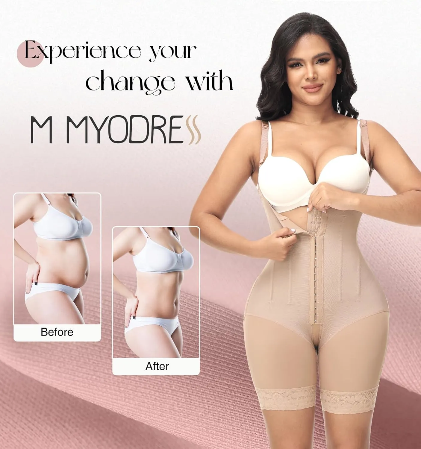 M MYODRESS Shapewear Tummy Control Fajas Colombianas Moldeadoras Girdles Body Shaper Butt Lift Tummy Tuck Compression Garment