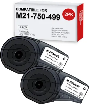 (M21-750-499) Multi-Purpose Nylon Label Compatible Label Tape Replacememt for M21-750-499 for General ID, Wire Marking, and Lab, Black on White- Designed for M210, M211, BMP21-PLUS(2 Pack)