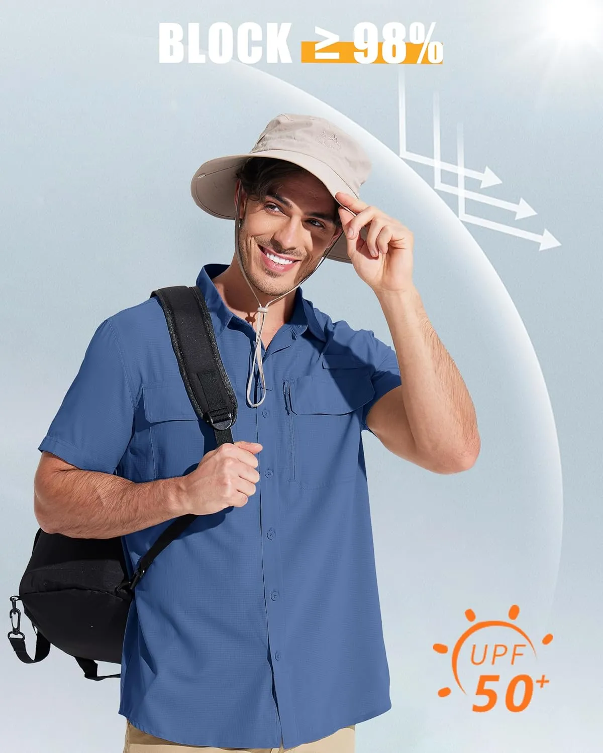 MAGCOMSEN Men's Fishing Shirts UPF 50  Short Sleeve Sun Protection Shirts Quick Dry Cooling Button Down Shirt Hiking Safari