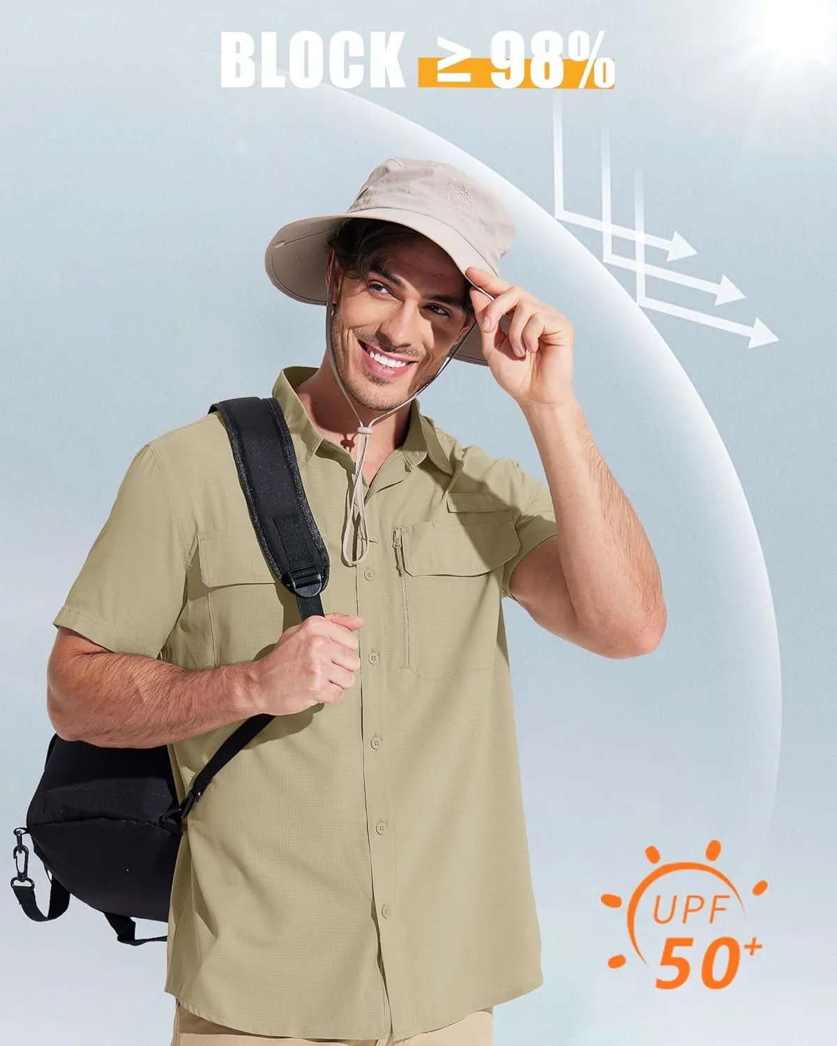 MAGCOMSEN Men's Fishing Shirts UPF 50  Short Sleeve Sun Protection Shirts Quick Dry Cooling Button Down Shirt Hiking Safari
