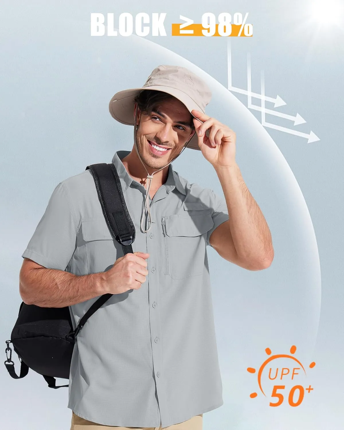 MAGCOMSEN Men's Fishing Shirts UPF 50  Short Sleeve Sun Protection Shirts Quick Dry Cooling Button Down Shirt Hiking Safari