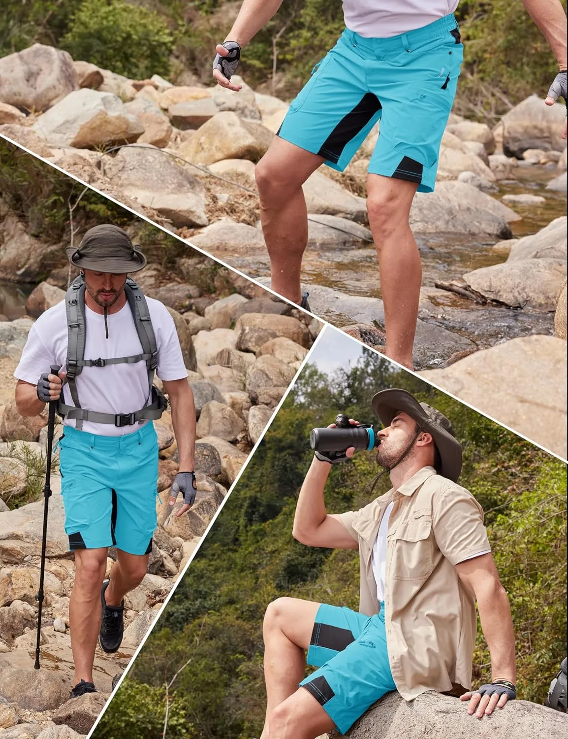 MAGCOMSEN Men's Hiking Shorts 5 Pockets Ripstop, Quick Dry, Summer Athletic Shorts for Workout, Hiking, Cycling