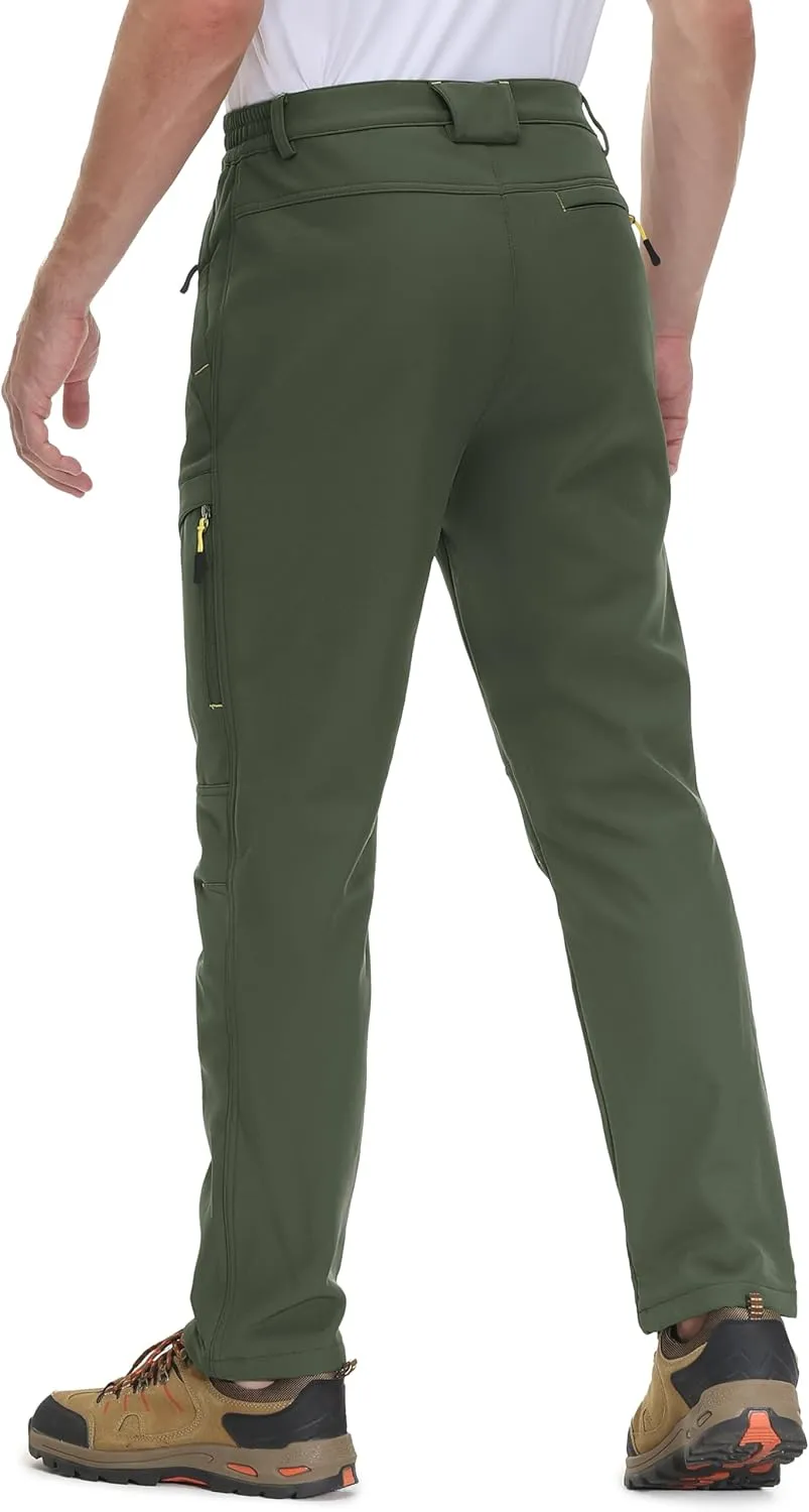 MAGCOMSEN Men's Winter Pants 5 Zip Pockets Snow Ski Pants Fleece Lined Water Resistant Hiking Pants