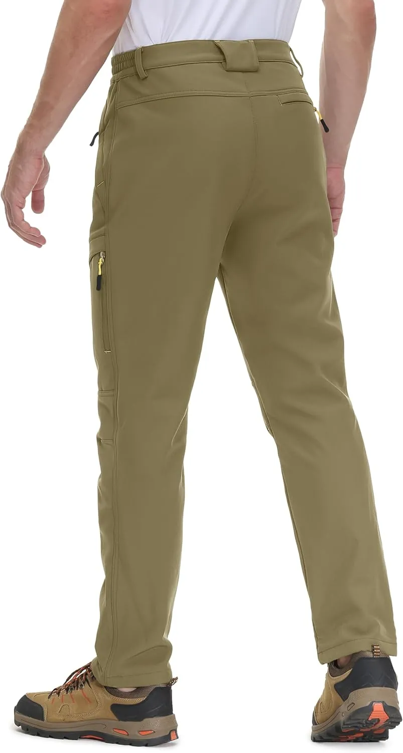 MAGCOMSEN Men's Winter Pants 5 Zip Pockets Snow Ski Pants Fleece Lined Water Resistant Hiking Pants