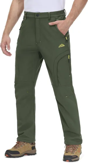MAGCOMSEN Men's Winter Pants 5 Zip Pockets Snow Ski Pants Fleece Lined Water Resistant Hiking Pants