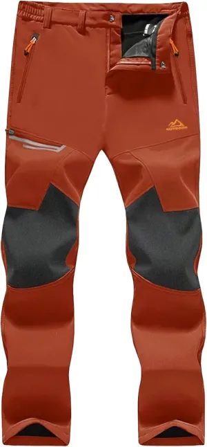 MAGCOMSEN Men's Winter Pants Fleece Lined Ski Snow Pants Water Resistant 4 Zip Pockets Outdoor Pants