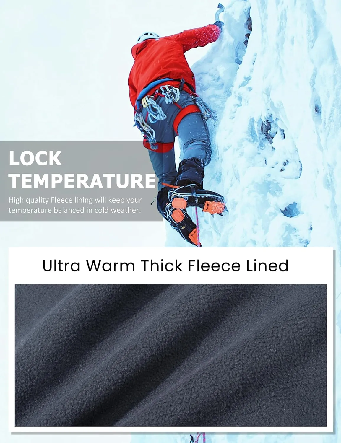 MAGCOMSEN Men's Winter Pants Fleece Lined Ski Snow Pants Water Resistant 4 Zip Pockets Outdoor Pants