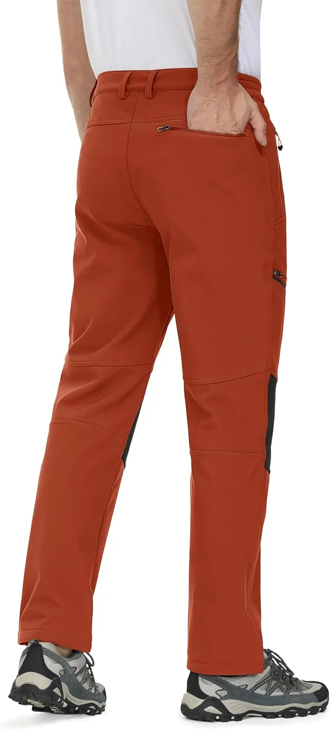 MAGCOMSEN Men's Winter Pants Fleece Lined Ski Snow Pants Water Resistant 4 Zip Pockets Outdoor Pants