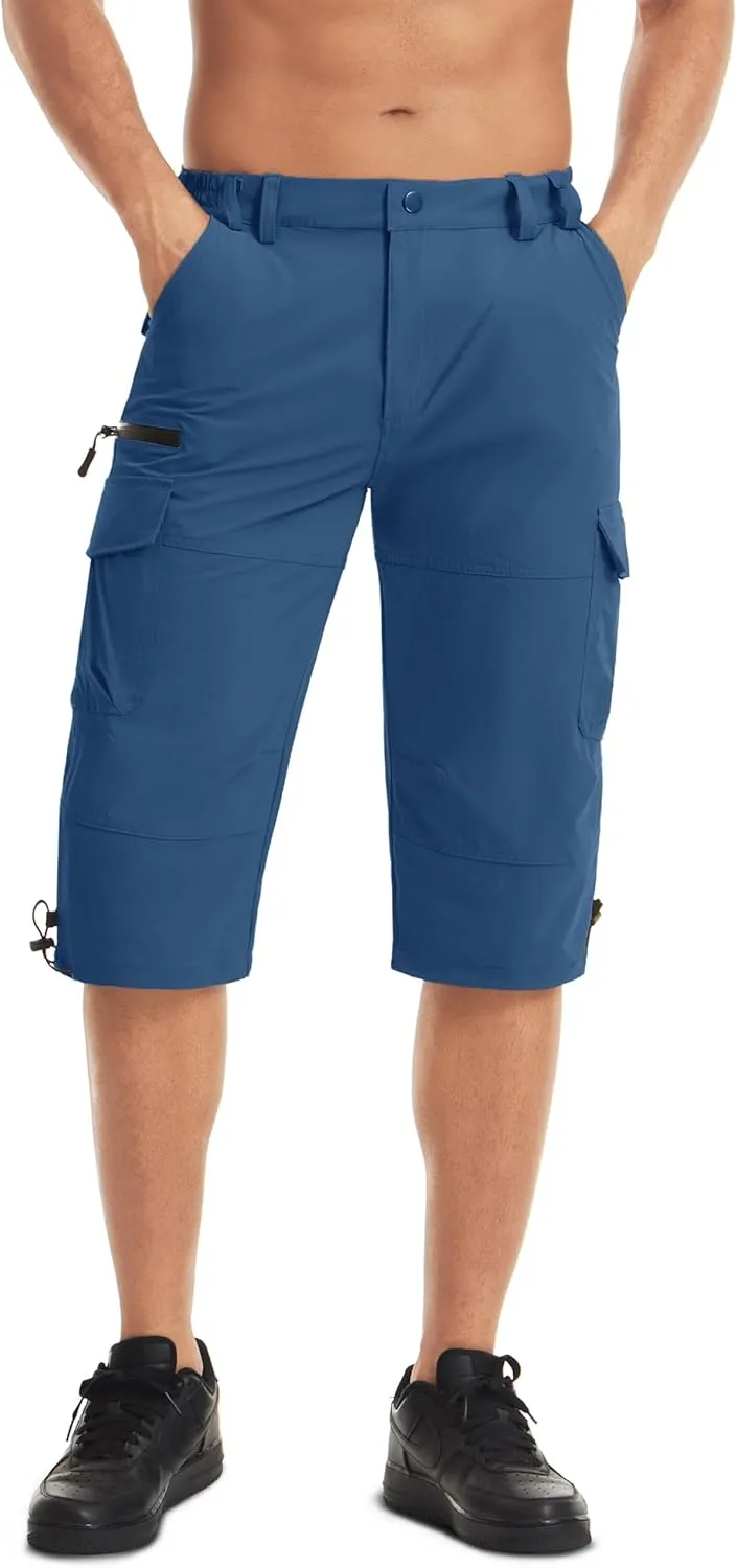 MAGCOMSEN Men's Workout Shorts 7 Pockets Quick Dry 3/4 Capri Pants Zipper Pockets Hiking Athletic Shorts