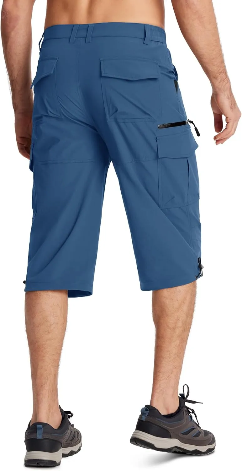 MAGCOMSEN Men's Workout Shorts 7 Pockets Quick Dry 3/4 Capri Pants Zipper Pockets Hiking Athletic Shorts