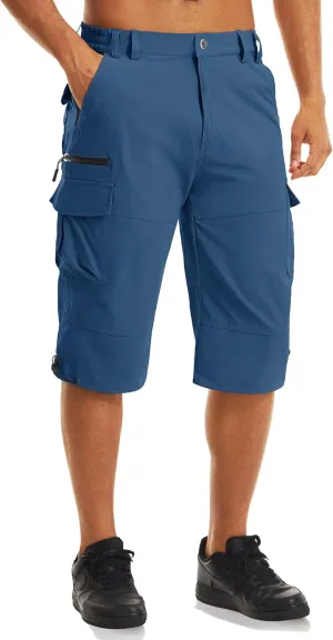 MAGCOMSEN Men's Workout Shorts 7 Pockets Quick Dry 3/4 Capri Pants Zipper Pockets Hiking Athletic Shorts