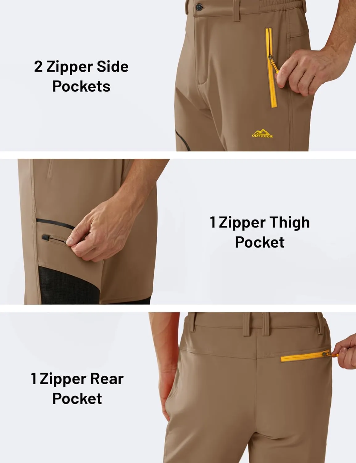 MAGCOMSEN Winter Pants for Men Snow Ski Pants Fleece Lined Water Resistant Softshell Hiking Pants 4 Pockets