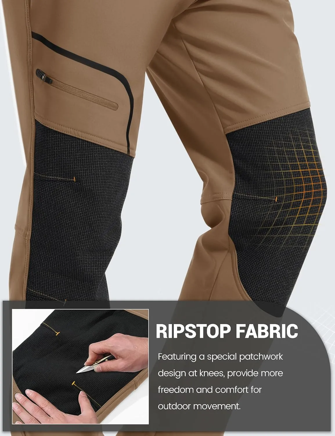 MAGCOMSEN Winter Pants for Men Snow Ski Pants Fleece Lined Water Resistant Softshell Hiking Pants 4 Pockets