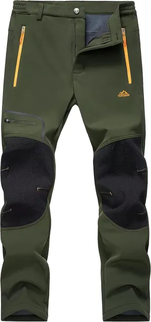 MAGCOMSEN Winter Pants for Men Snow Ski Pants Fleece Lined Water Resistant Softshell Hiking Pants 4 Pockets