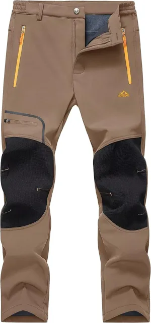 MAGCOMSEN Winter Pants for Men Snow Ski Pants Fleece Lined Water Resistant Softshell Hiking Pants 4 Pockets