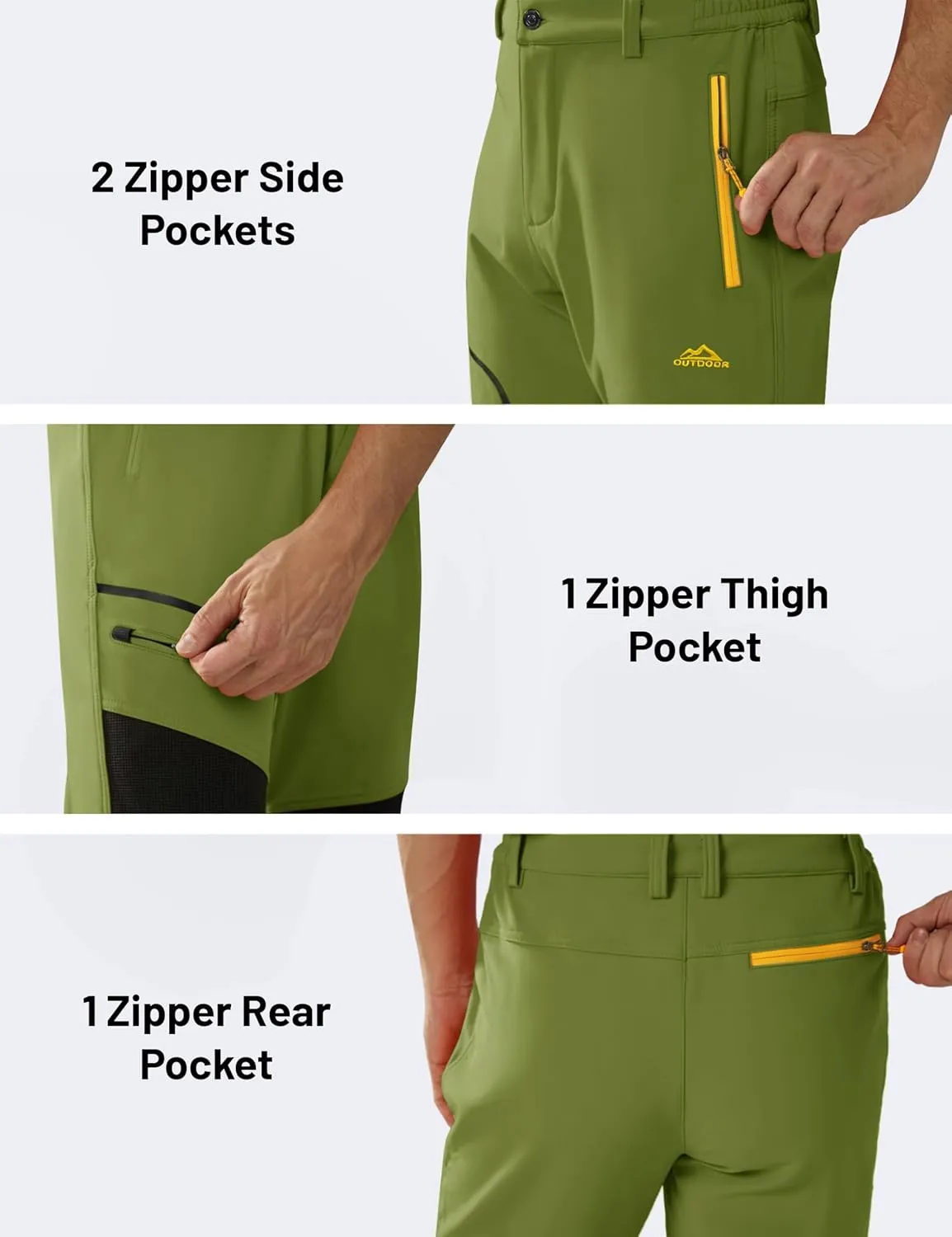 MAGCOMSEN Winter Pants for Men Snow Ski Pants Fleece Lined Water Resistant Softshell Hiking Pants 4 Pockets