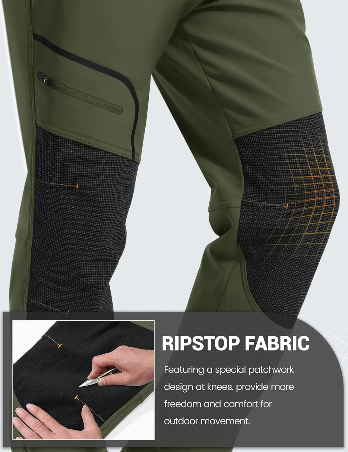 MAGCOMSEN Winter Pants for Men Snow Ski Pants Fleece Lined Water Resistant Softshell Hiking Pants 4 Pockets