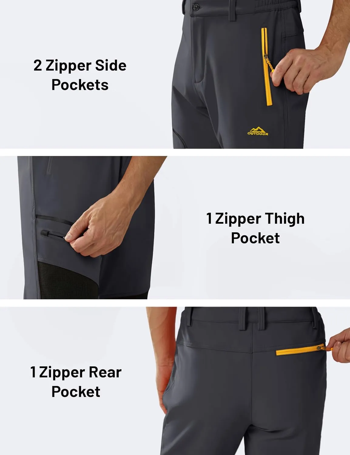 MAGCOMSEN Winter Pants for Men Snow Ski Pants Fleece Lined Water Resistant Softshell Hiking Pants 4 Pockets