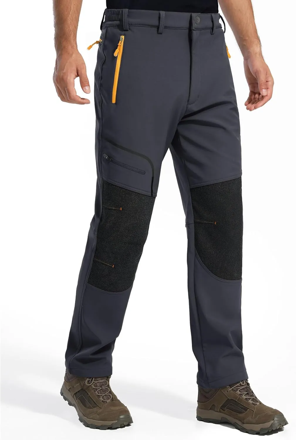 MAGCOMSEN Winter Pants for Men Snow Ski Pants Fleece Lined Water Resistant Softshell Hiking Pants 4 Pockets