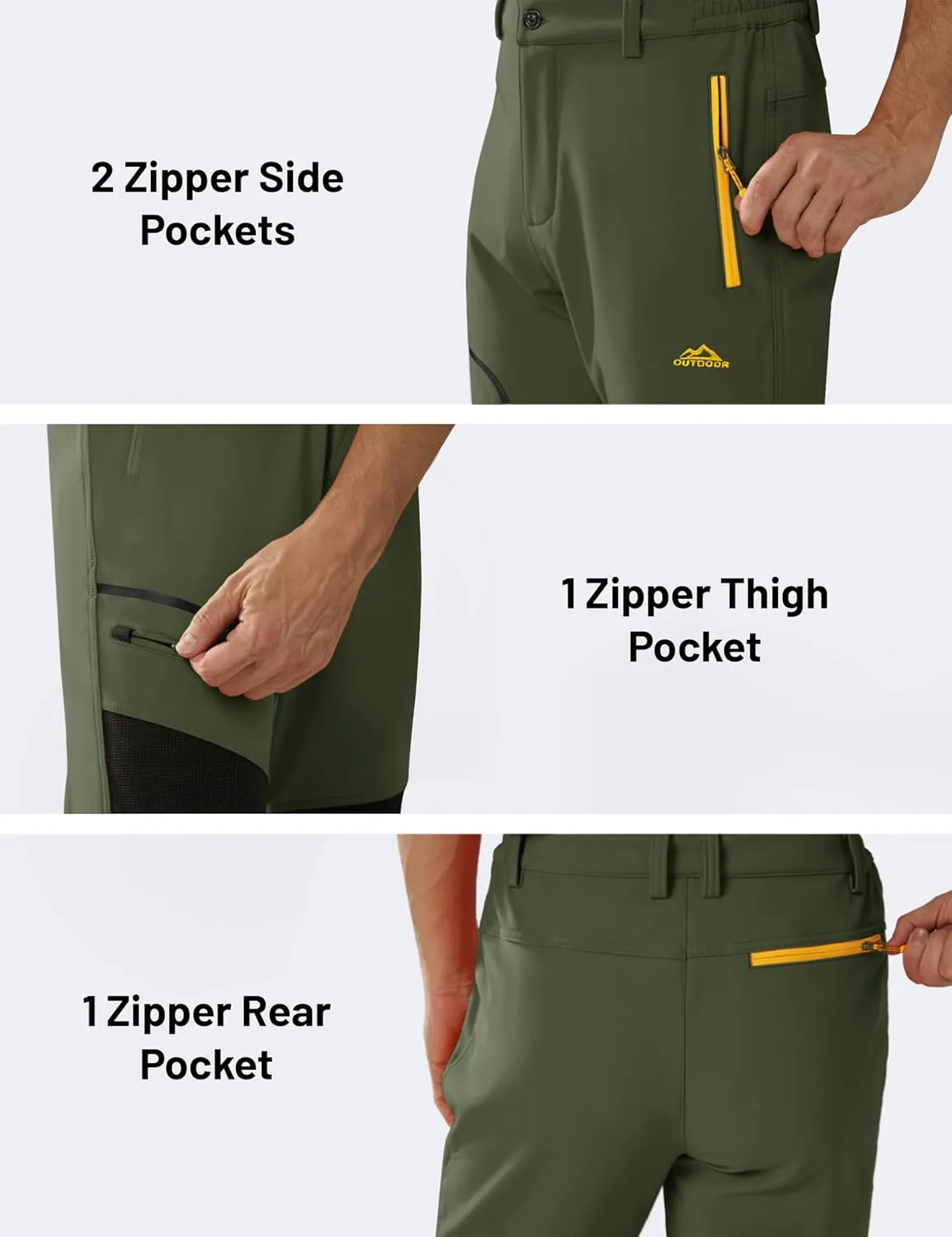 MAGCOMSEN Winter Pants for Men Snow Ski Pants Fleece Lined Water Resistant Softshell Hiking Pants 4 Pockets