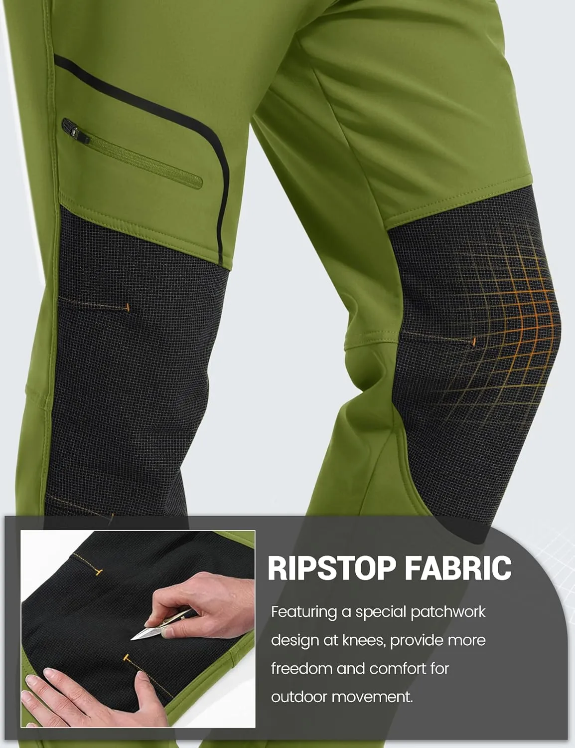 MAGCOMSEN Winter Pants for Men Snow Ski Pants Fleece Lined Water Resistant Softshell Hiking Pants 4 Pockets