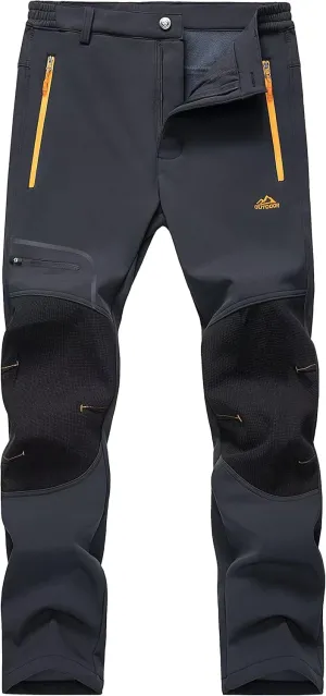 MAGCOMSEN Winter Pants for Men Snow Ski Pants Fleece Lined Water Resistant Softshell Hiking Pants 4 Pockets