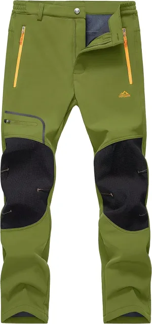 MAGCOMSEN Winter Pants for Men Snow Ski Pants Fleece Lined Water Resistant Softshell Hiking Pants 4 Pockets