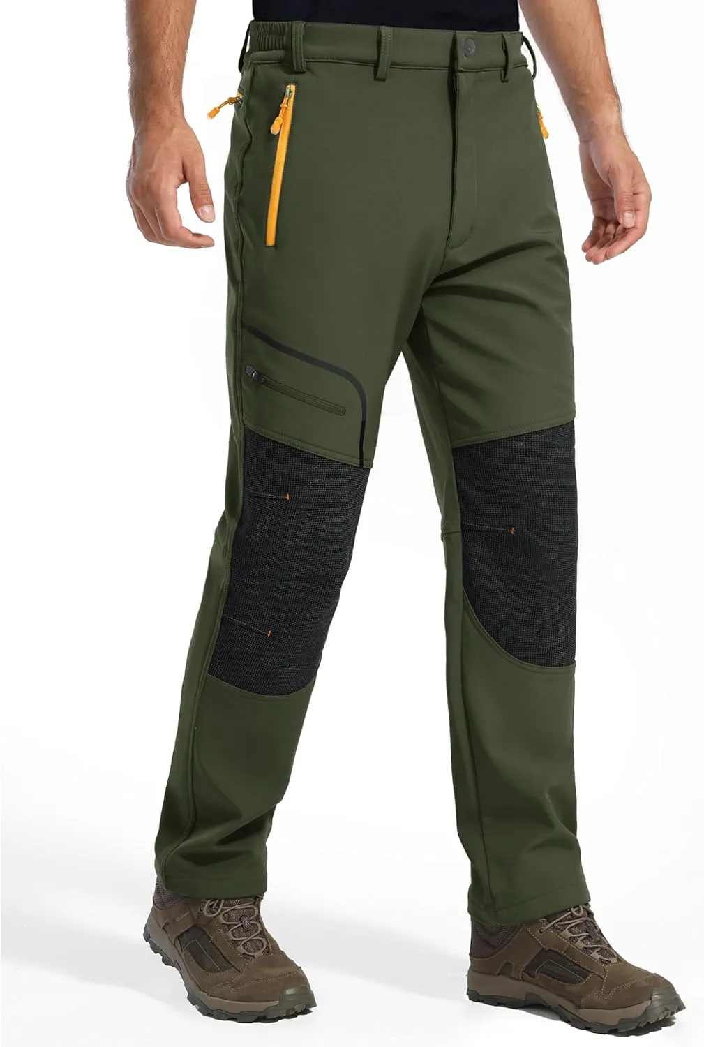 MAGCOMSEN Winter Pants for Men Snow Ski Pants Fleece Lined Water Resistant Softshell Hiking Pants 4 Pockets
