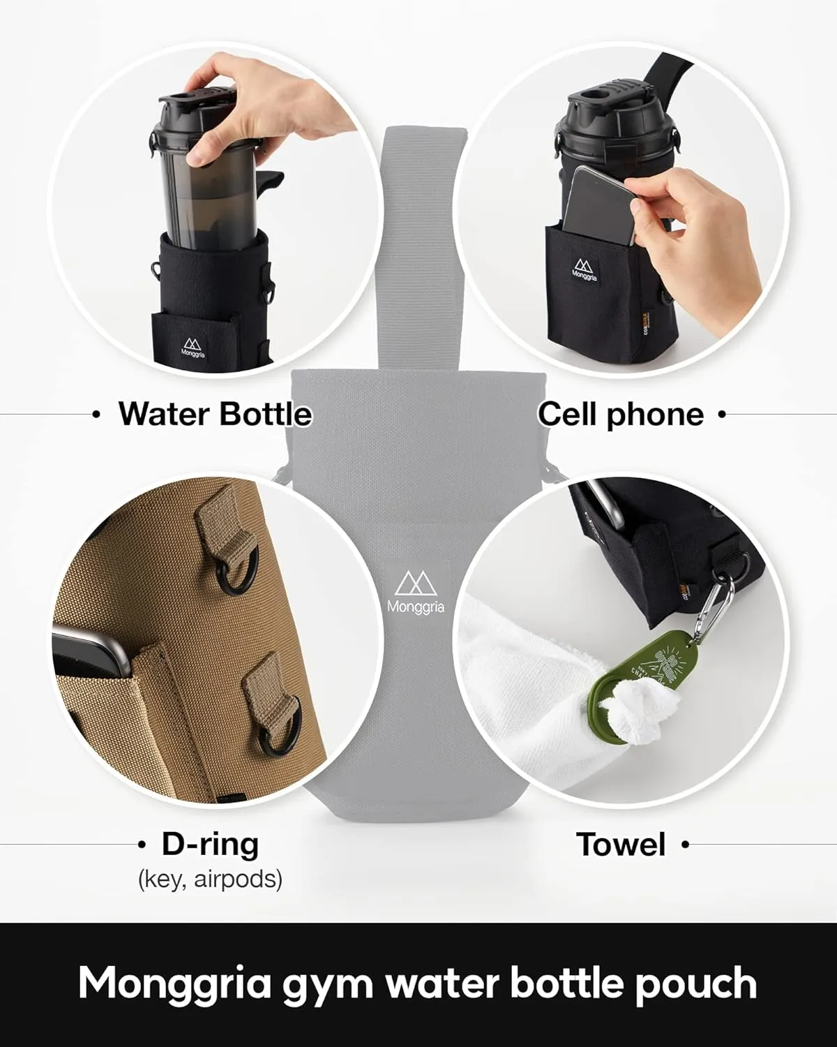 Magnetic Water Bottle Holder - Built-in Magnet for Easy Attachment to Exercise Equipment - Multi-Purpose - with Sling - Waterproof - Cordura Used Durability