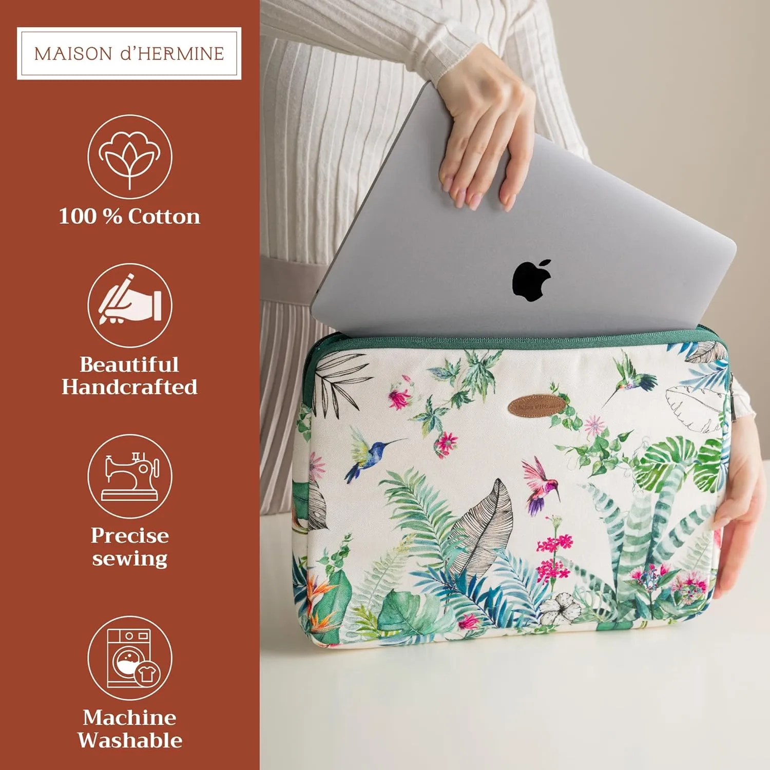 Maison d'Hermine Laptop Sleeve Stain and water repellent Cotton canvas