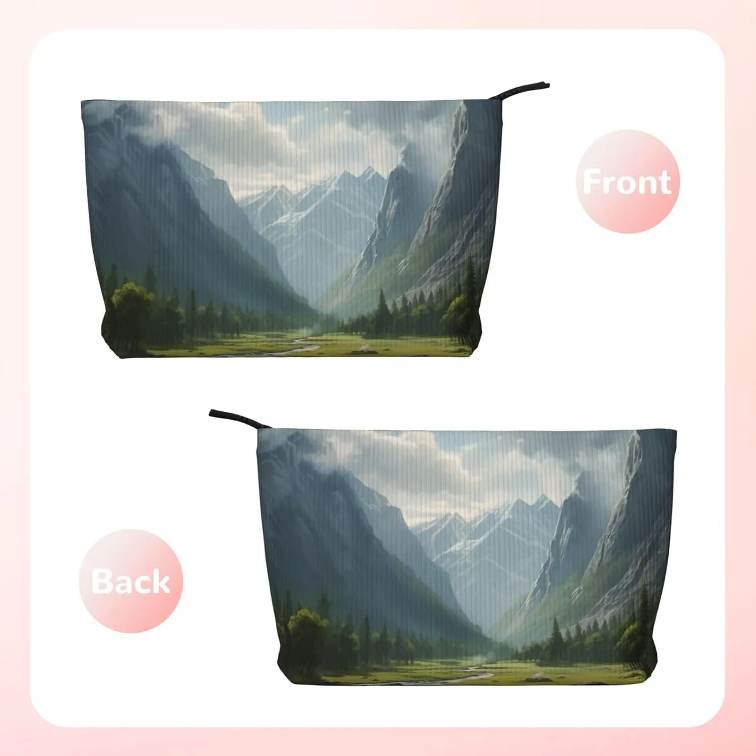 Makeup Bag for Women Valley Cosmetic Bag Large Capacity Portable Makeup Organizer Bags Corduroy Travel Toiletry Bag Cute Aesthetic Zipper Makeup Pouch