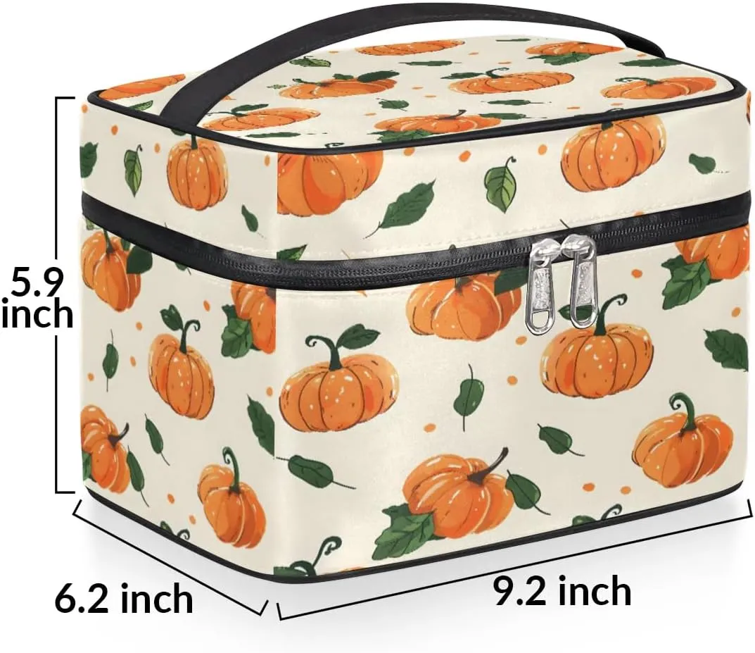 Makeup Bag Large Cute Pumpkins Toiletry Bag for Women Travel Cosmetic Bag Portable Makeup Bag for Bottles Brushes Lipstick Skin Care