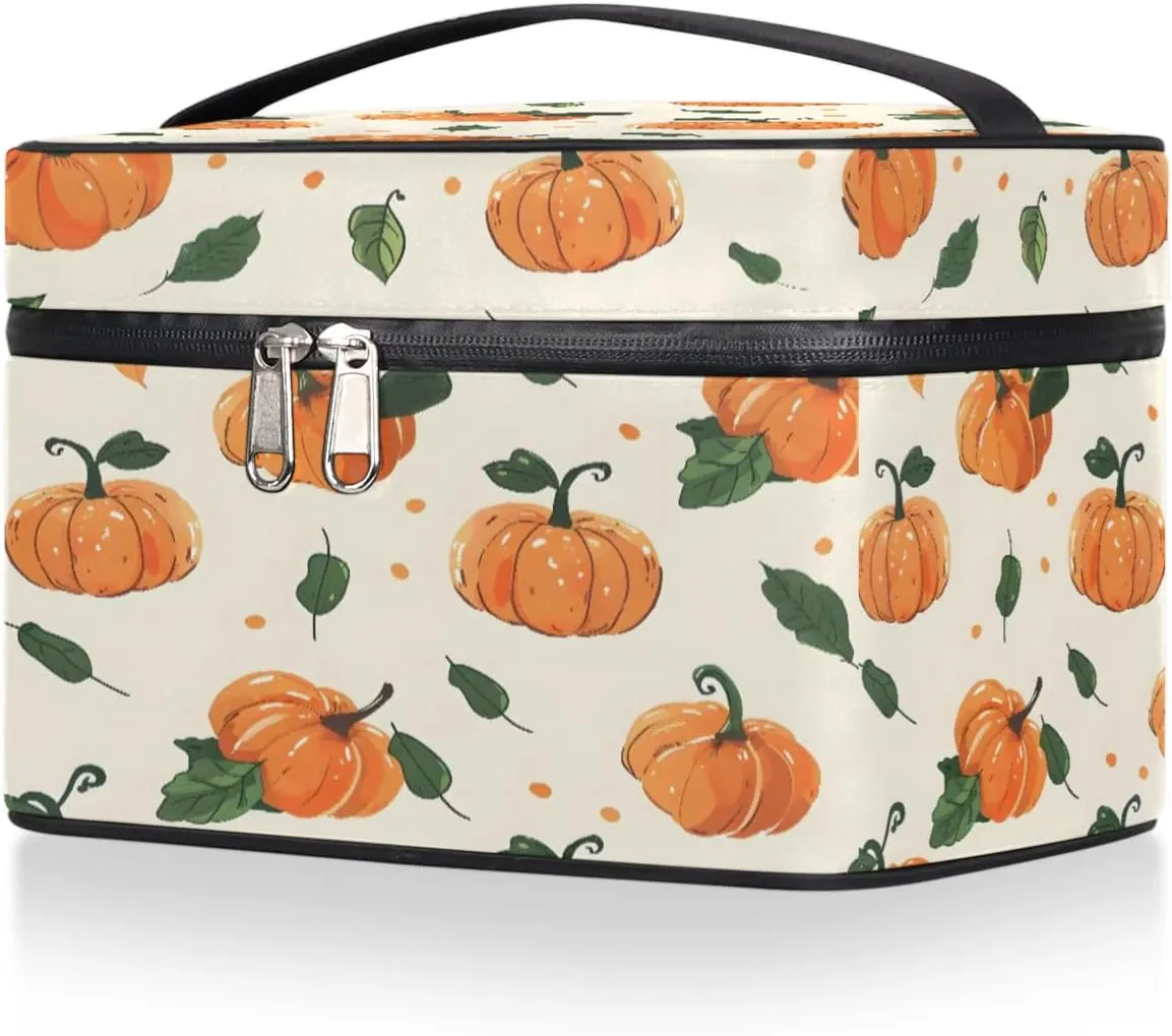 Makeup Bag Large Cute Pumpkins Toiletry Bag for Women Travel Cosmetic Bag Portable Makeup Bag for Bottles Brushes Lipstick Skin Care