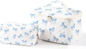 Makeup Bag,Travel Toiletry Organizer,Cute Quilted Cotton Cosmetic Pouch,Portable Make Up Bags For Women Friendship Gift Set