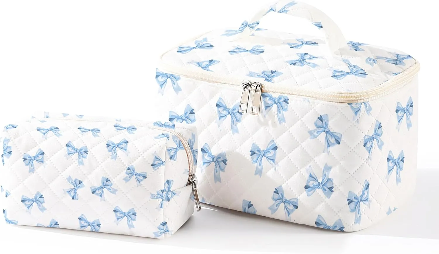 Makeup Bag,Travel Toiletry Organizer,Cute Quilted Cotton Cosmetic Pouch,Portable Make Up Bags For Women Friendship Gift Set