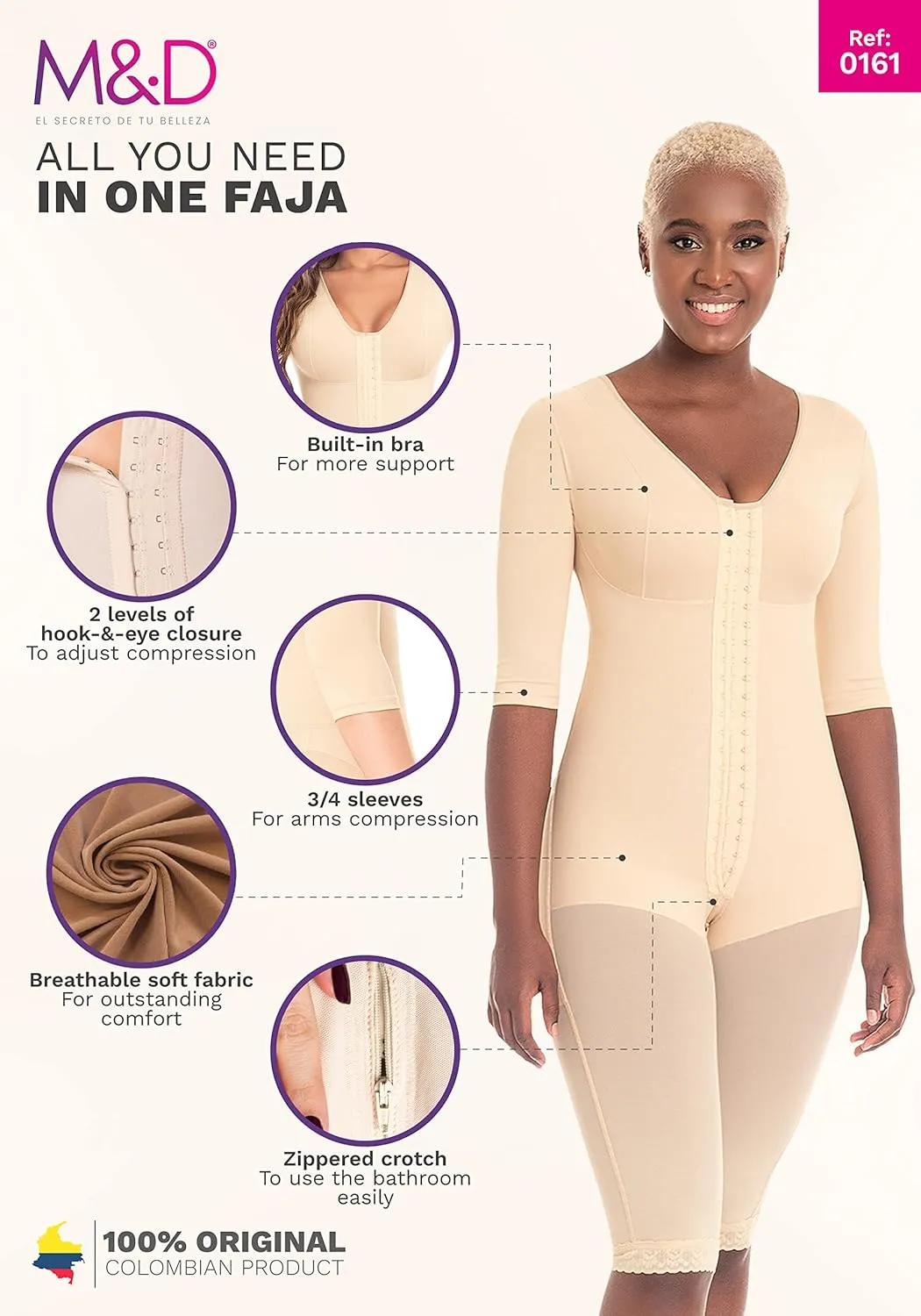 M&D Fajas Colombianas Post Surgery Tummy Tuck Compression Garment for Women BBL Faja