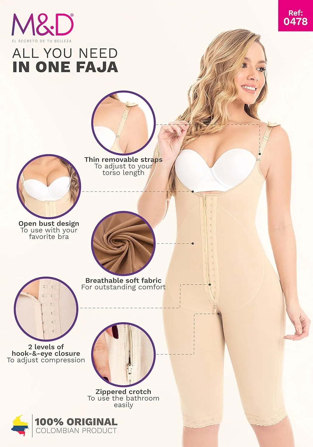 M&D Post Surgery Stage 2 BBL Compression Garment Fajas Colombiana Post OP | Shapewear for women