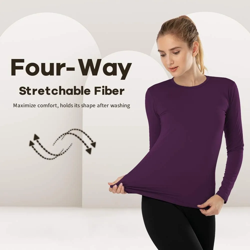 MANCYFIT Womens Thermal Tops Fleece Lined Shirt Long Sleeve Base Layer