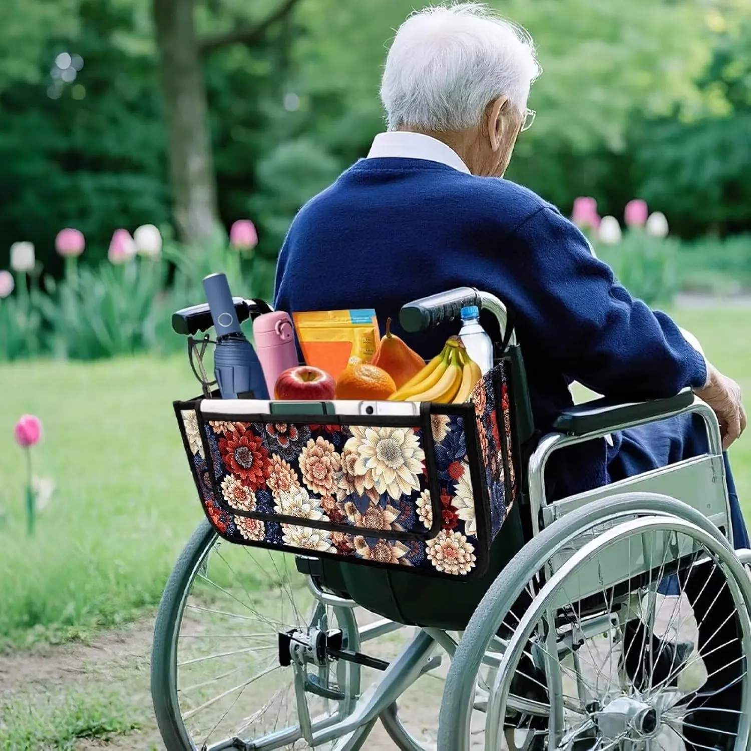 Mandala Floral Walker Basket Walker Accessories Walker Bags for Folding Walker for Four Wheel Rollator Seniors Accessory Attachment for Folding