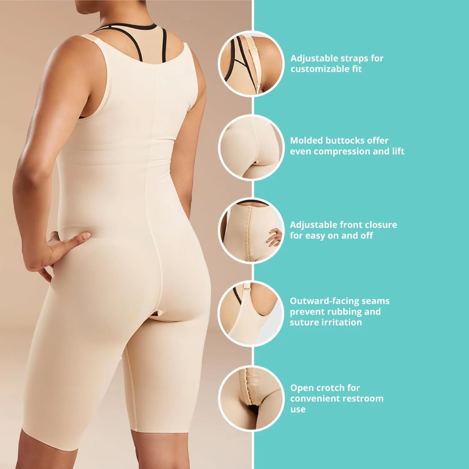 MARENA SFBHS Women’s Girdle with High Back, Short-Length - Post-surgical Shapewear Support