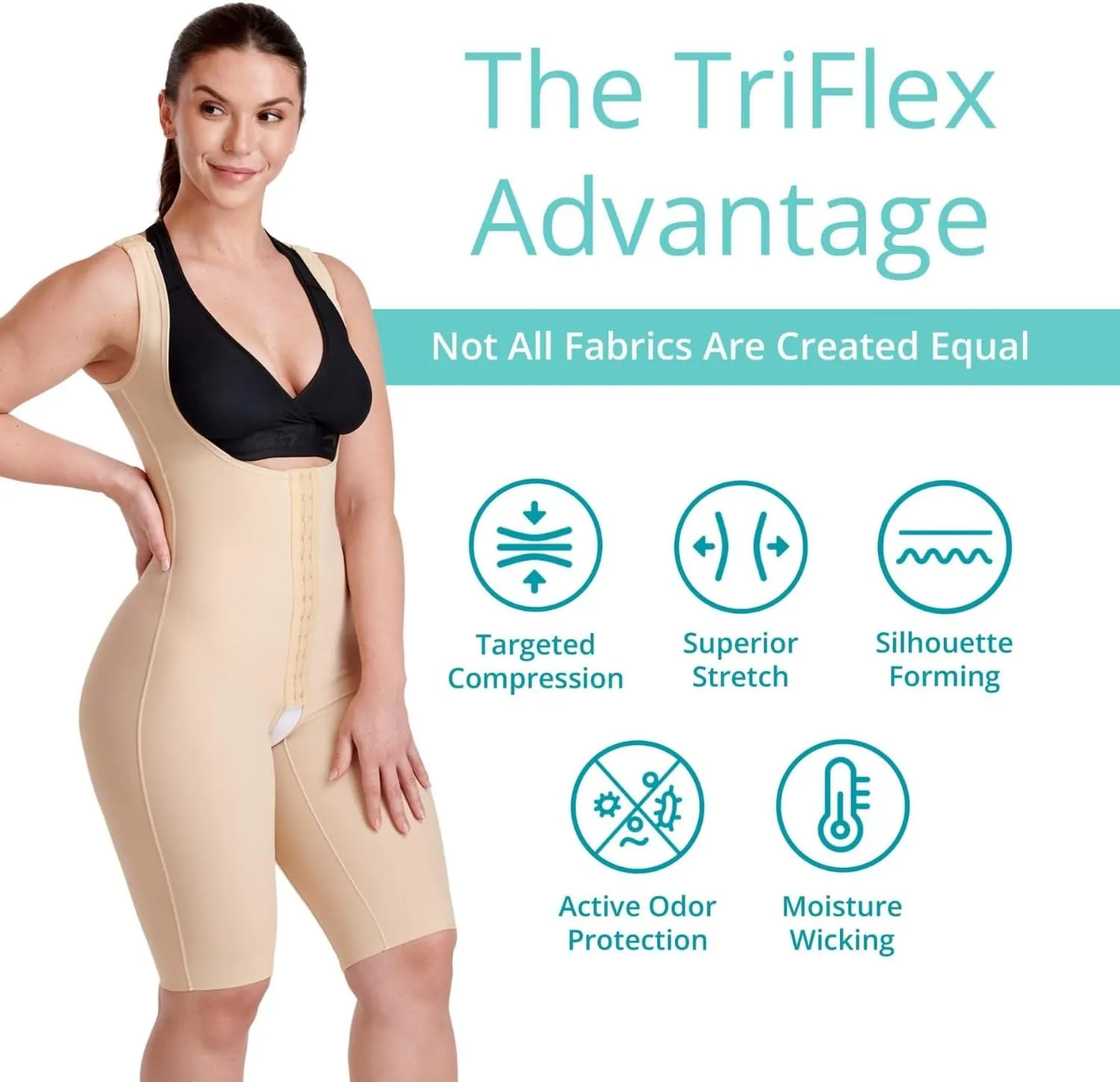 MARENA Short Length Female Curves Bodysuit with Hidden Reinforcement Panels