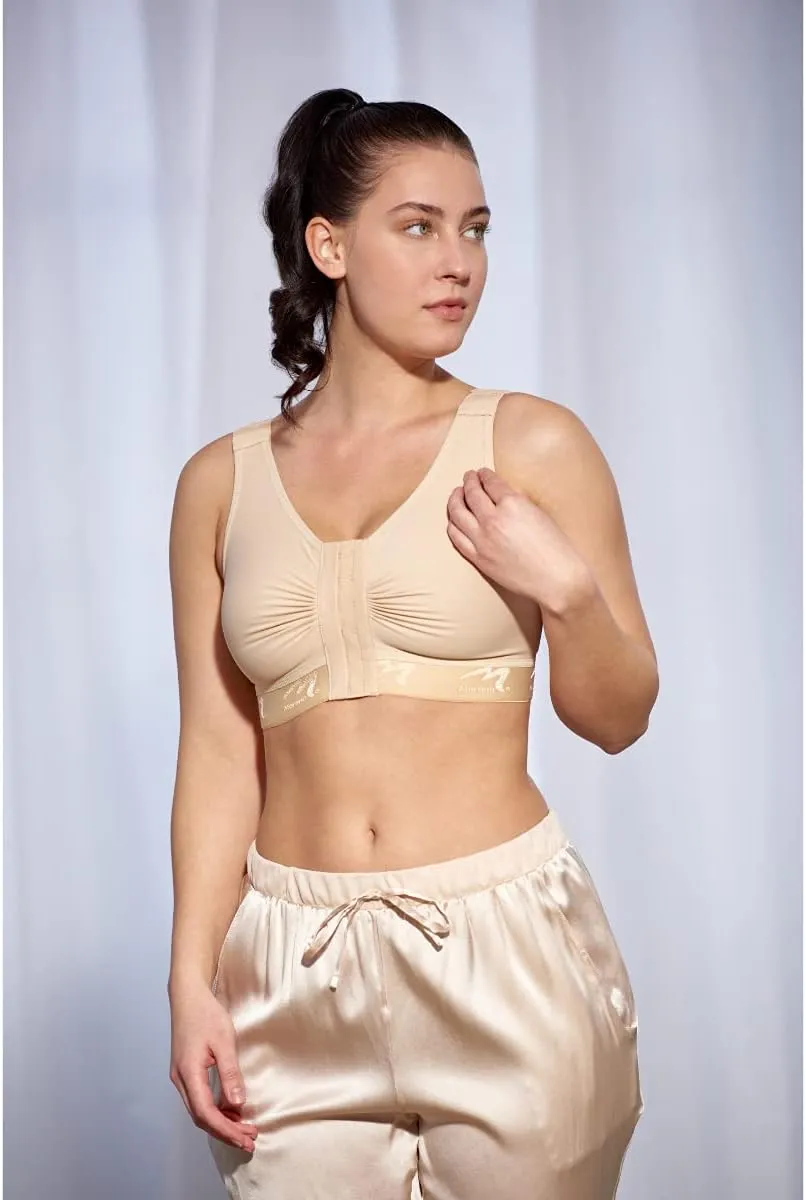 MARENA Women’s Flexfit Shirred Front Bra - Breast Augmentation Bra Post Surgery