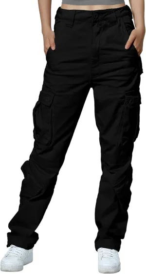 Match Cargo Pants Women,Hiking Pants Baggy Fit Joggers Cotton Casual Military Army Combat Work Pants with 8 Pockets