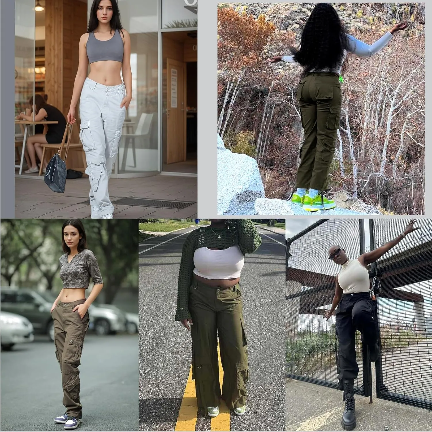 Match Cargo Pants Women,Hiking Pants Baggy Fit Joggers Cotton Casual Military Army Combat Work Pants with 8 Pockets