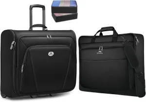 MATEIN Rolling Garment Bag with 2 Packing Cubes, Large Check-in Travel Garment Bags with 17.3 Inch Laptop Compartment, Wrinkle Free Wheeled Business Softside Suitcase Luggage for Men and Women, Black