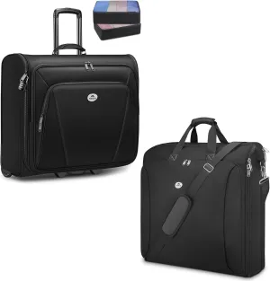 MATEIN Rolling Garment Bag with 2 Packing Cubes, Large Check-in Travel Garment Bags with 17.3 Inch Laptop Compartment, Wrinkle Free Wheeled Business Softside Suitcase Luggage for Men and Women, Black