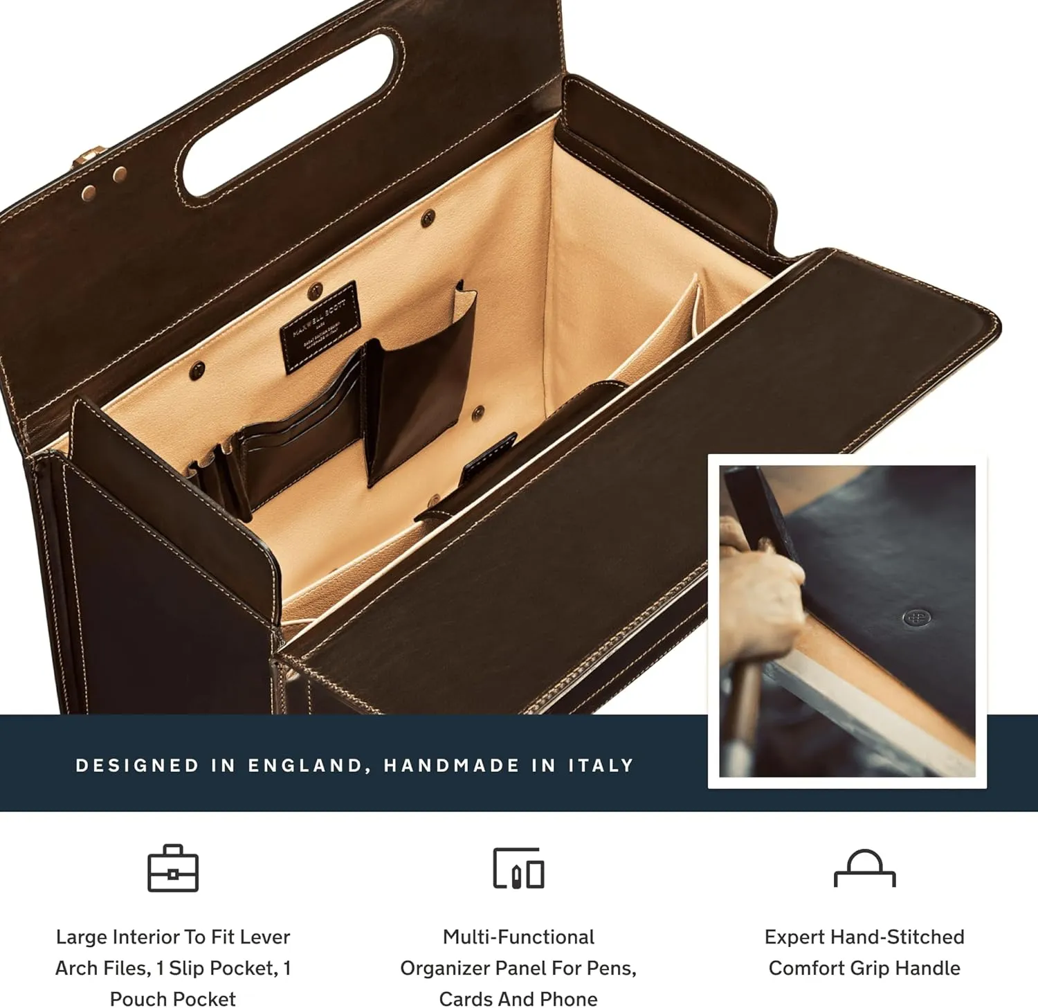 Maxwell Scott - Mens Luxury Leather Rolling Wheeled Pilot Briefcase/Catalog Case and Barrel Lock - The VareseW Dark Brown